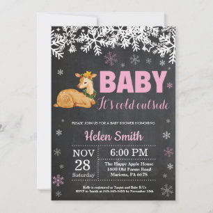 Hjort Vinter Flick Baby Shower Kritskriftsbräda Inbjudningar