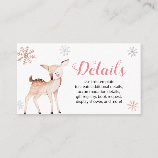 Hjort Vinter Onederland 1-årsdag Detaljer Kort (Framsida)