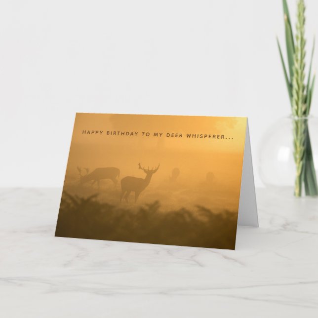 Hjort Whisperer Buck Doe Hunter Birthday Card Kort (Framsida)