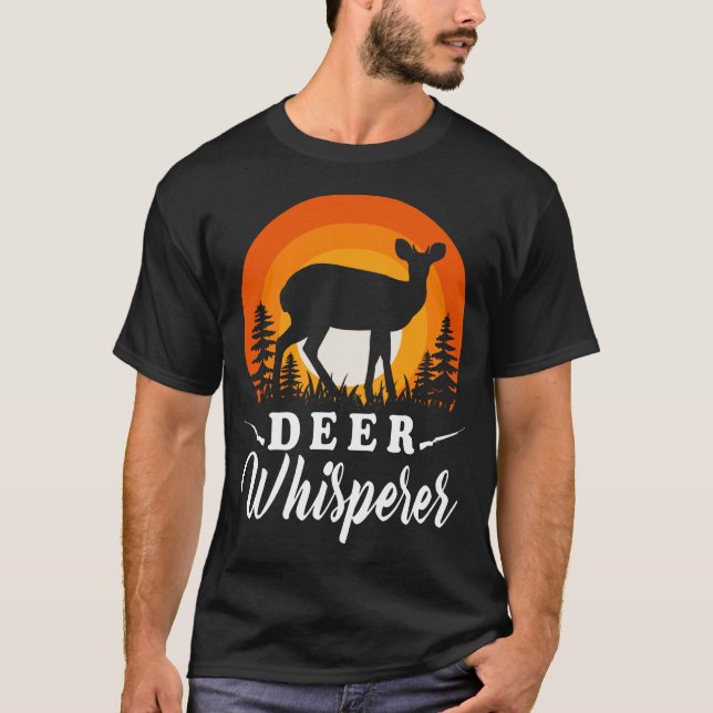 Hjort Whisperer Hjort Hunting T Shirt (Framsida)