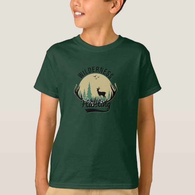 Hjort Wilderness Hunting T Shirt (Framsida)