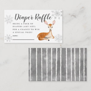 Hjort Winter Baby Shower Grått Diaper Raffle Bilje Tilläggskort