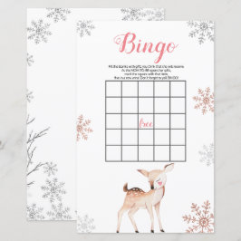 Hjort Winter Snöflingor ONEderland Birthday Bingo