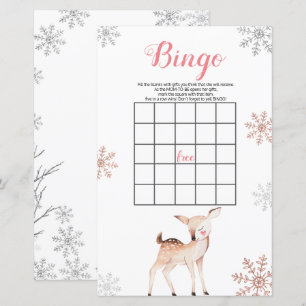 Hjort Winter Snöflingor ONEderland Birthday Bingo