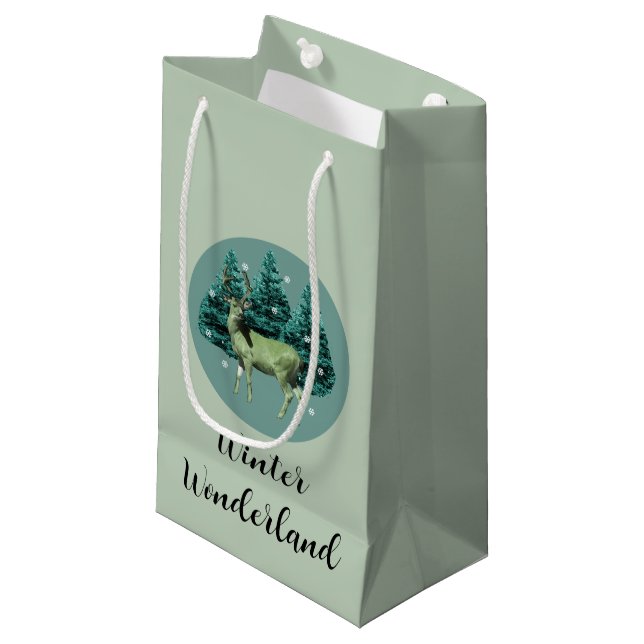 Hjort Winter Wonderland Gift Bag (Framsidan Vinklad)