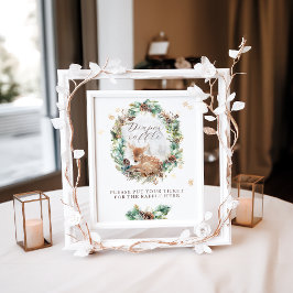 Hjort Winter Woodland Baby Shower Raffle Poster