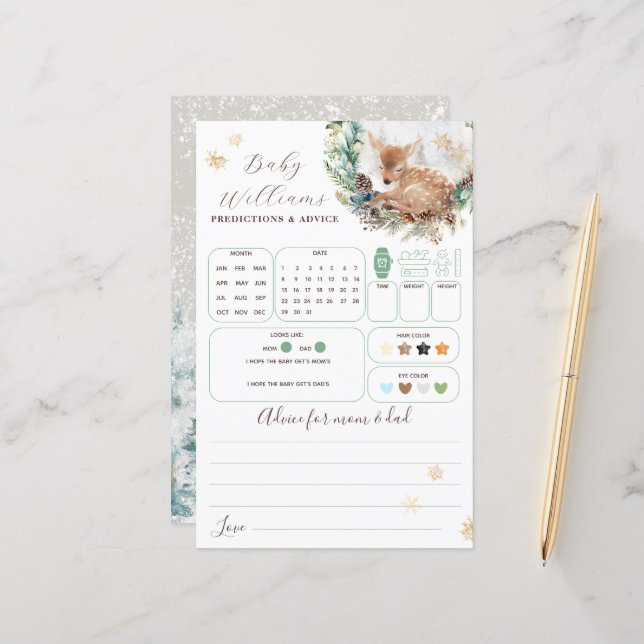 Hjort Winter Woodland Kall utanför babystöldspel (Fram/Back In Situ)