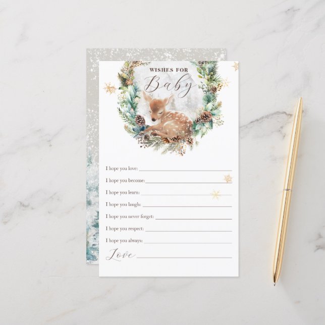 Hjort Winter Woodland Önskemål Baby Shower Game (Fram/Back In Situ)