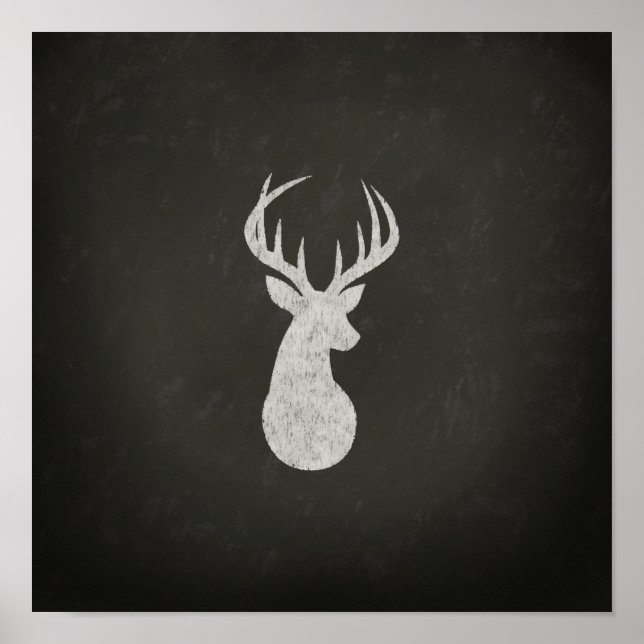Hjort with Antlers Chalk Teckning Poster (Framsidan)