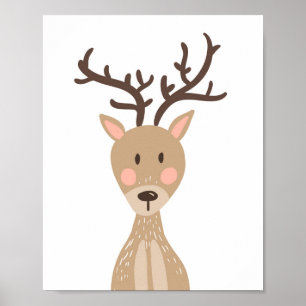 Hjort Woodland Animal Nursery Wall Art Skriv ut Poster