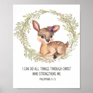 Hjort Woodland Animal Wall Art, Scripture Nursery Poster