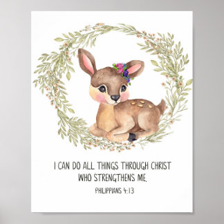 Hjort Woodland Animal Wall Art, Scripture Nursery  Poster