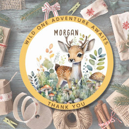 Hjort Woodland Animals gynnar Tack Gift Decor Runt Klistermärke