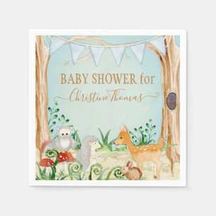 Hjort Woodland Animals Hedgehog Uggla Boy Baby Sho Pappersservett