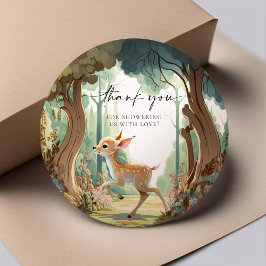 Hjort Woodland Baby Shower Fawn Runt Klistermärke