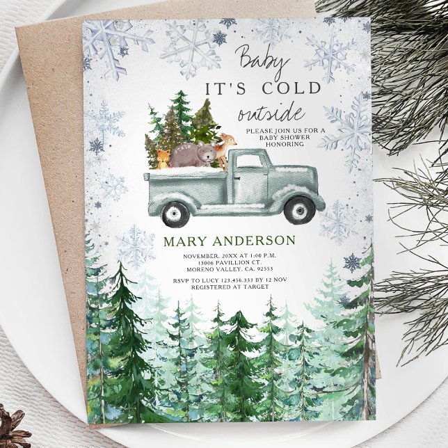 Hjort Woodland Rustic Forest Animal Baby Shower Inbjudningar (Skapare uppladdad)