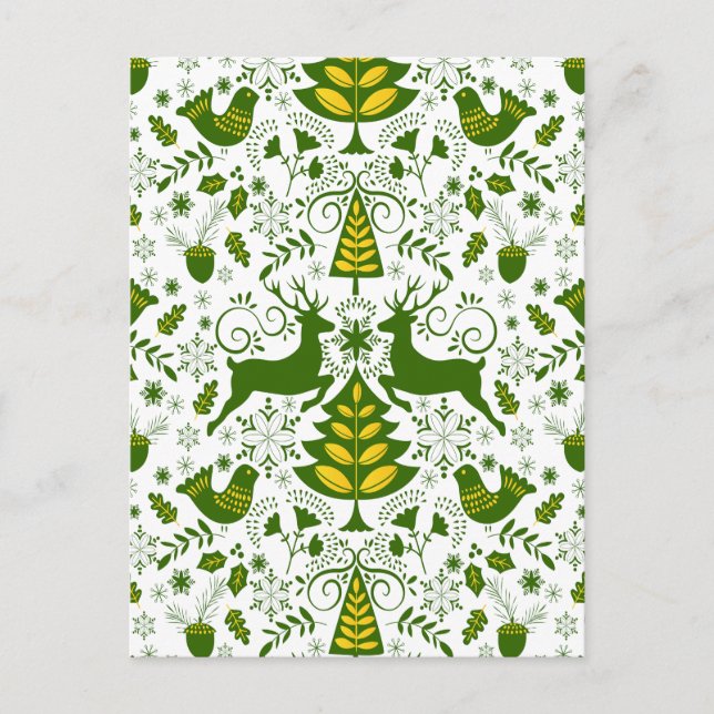 Hjortar av jultomte från guld i Bloom Helg Vykort (Framsida)