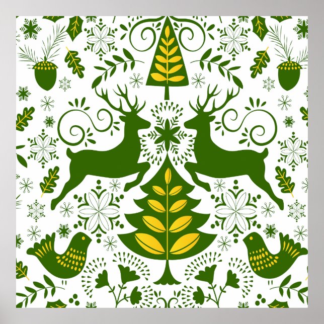Hjortar av jultomte från guld i Bloom Poster (Framsidan)