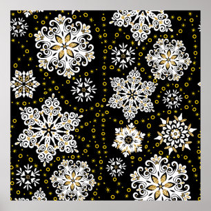 Hjortar av jultomte från guld i Bloom Poster