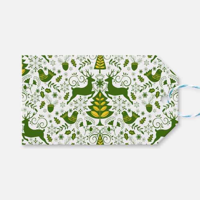 Hjortar av jultomte från guld i Bloom Presentetikett (Framsidan (Horisontell))