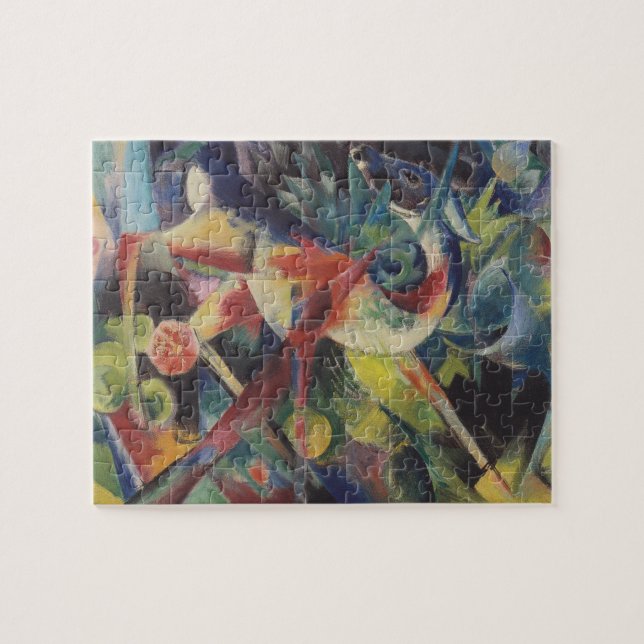 Hjortar i en blomsterträdgård av Franz Marc, Vinta Pussel (Horisontell)