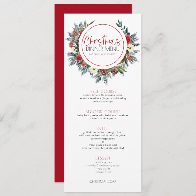 Hjortar med krans av julblommor inbjudningar (Fram/baksida)