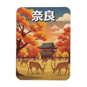 Hjortdjur i Nara Park Japan Resa Magnet