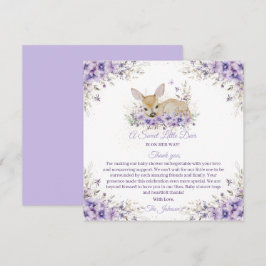 Hjorten Baby Shower för Cute Lavender Lila Blommig Tack Kort