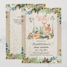 Hjorten Baby Shower Rustic in Adsible GIRLS Woodla Inbjudningar