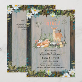 Hjorten Baby Shower Rustic in Adsible GIRLS Woodla Inbjudningar