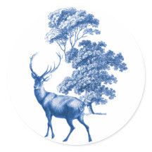 Hjorten elegant Blue Vintage Toile i Forest