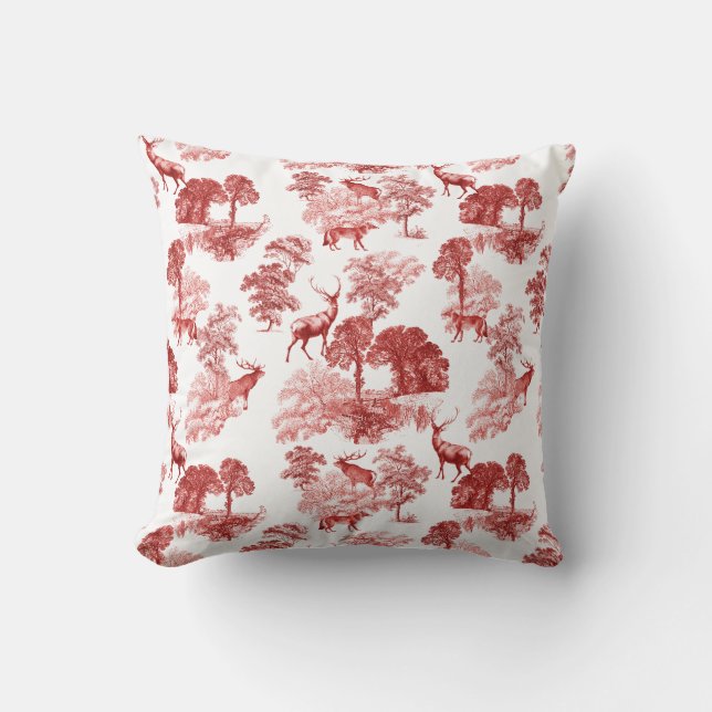 Hjorten elegant Classic Fransk Toile i Forest Kudde (Framsida)