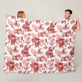 Hjorten elegant Vintage Classic Red Fransk Toile Fleecefilt
