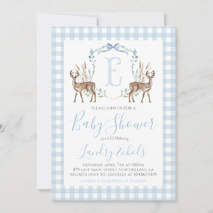 Hjorten Hunter Baby Shower för Preppy Southern Blu Inbjudningar