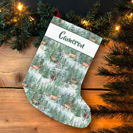 Hjorten personlig Watercolor Forest Liten Julstrumpa