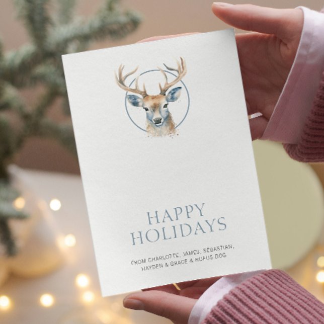 Hjortens Personlig under jul Julkort (Deer Themed Christmas Personalized Holiday Cards from Ricaso. Elegant, simple holiday greetings card)
