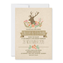 Hjortens romantiska julbröllopsinbjudningar