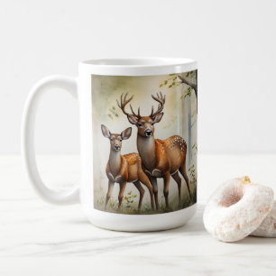 Hjortfamilj I Skogsglänta Vilda Djur Kaffemugg