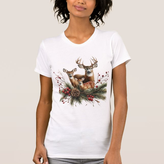 Hjortfamilj  t shirt (Framsida)