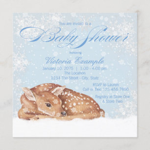 Hjortfawn snöflinga pojke baby shower inbjudningar