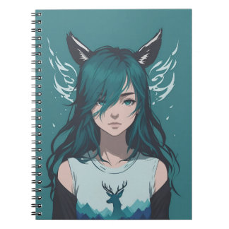 Hjortflicka Fauna Anime Skog Fantasy Anteckningsbok