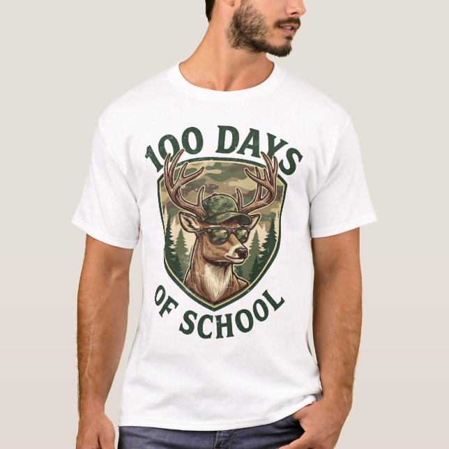 Hjorthane 100 Skoldagar Kamouflage Elev Lärare T Shirt (Framsida)