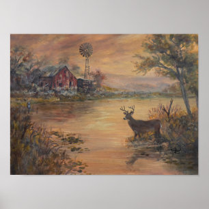 Hjorthjort vid Highway Pond Poster