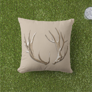 Hjorthorn Beige Djur Natur Kuddcover Kudde