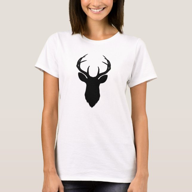 Hjorthuvud Horn Rustik Landsbygd Modern Tee Shirt (Framsida)