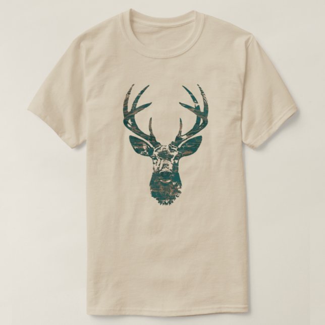 Hjorthuvud med horn t shirt (Design framsida)