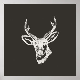 Hjorthuvudtryck Poster