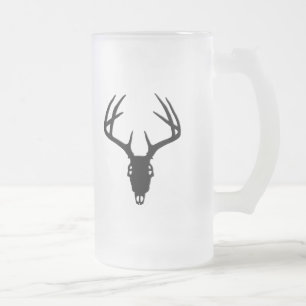 Hjortjaktskalle med horn på kronhjort frostat ölglas