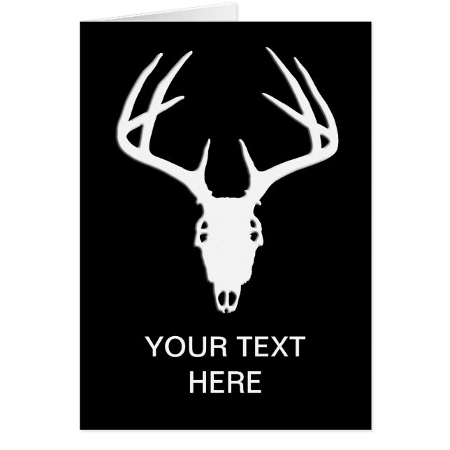 Hjortjaktskalle med horn på kronhjort hälsningskort (Framsidan)