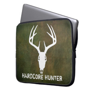 Hjortjaktskalle med horn på kronhjort laptop sleeve